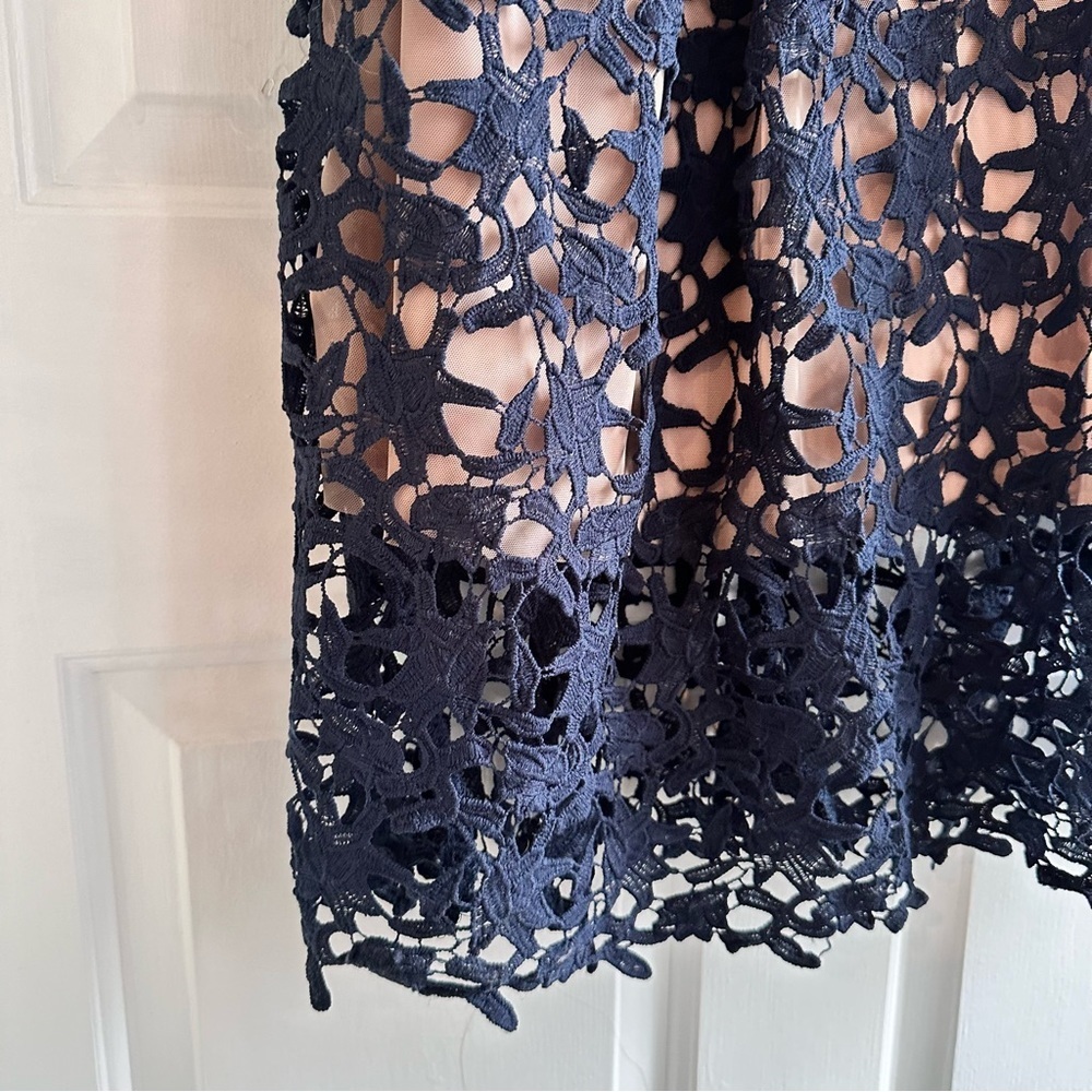 City Chic Navy Lace Midi Dress with Nude Lining - Picture 7 of 12